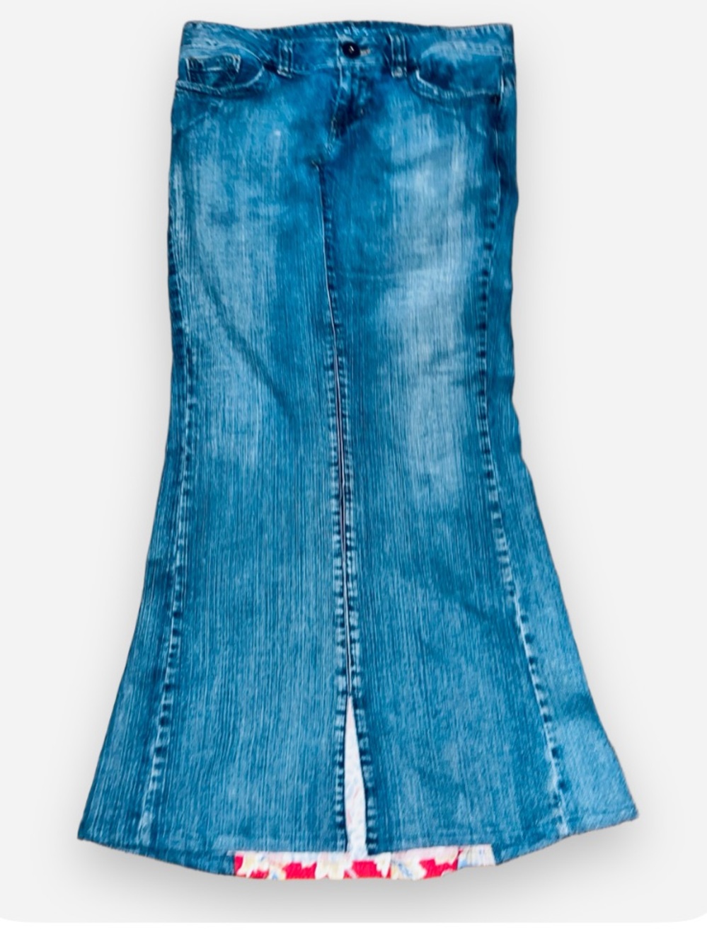 Y2K Guess Jeans Stretchy Floral Pattern Denim Maxi Skirt